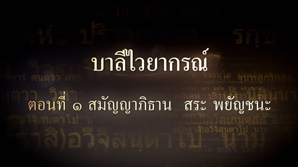 บาลีไวยากรณ์ ตอนที่ ๑ สมัญญาภิธาน: สระ พยัญชนะ