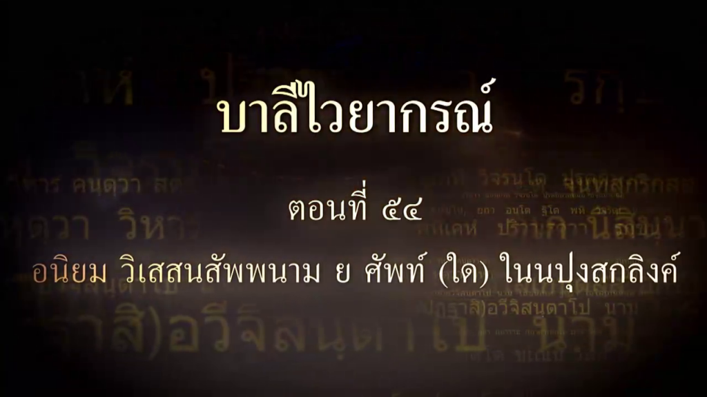 บาลีไวยากรณ์ ตอนที่ ๕๔ อนิยม วิเสสนสัพพนาม ย ศัพท์ (ใด) ในนปุงสกลิงค์
