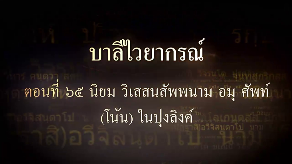 บาลีไวยากรณ์ ตอนที่ ๖๕ นิยม วิเสสนสัพพนาม อมุ ศัพท์ (โน้น)  ในปุงลิงค์