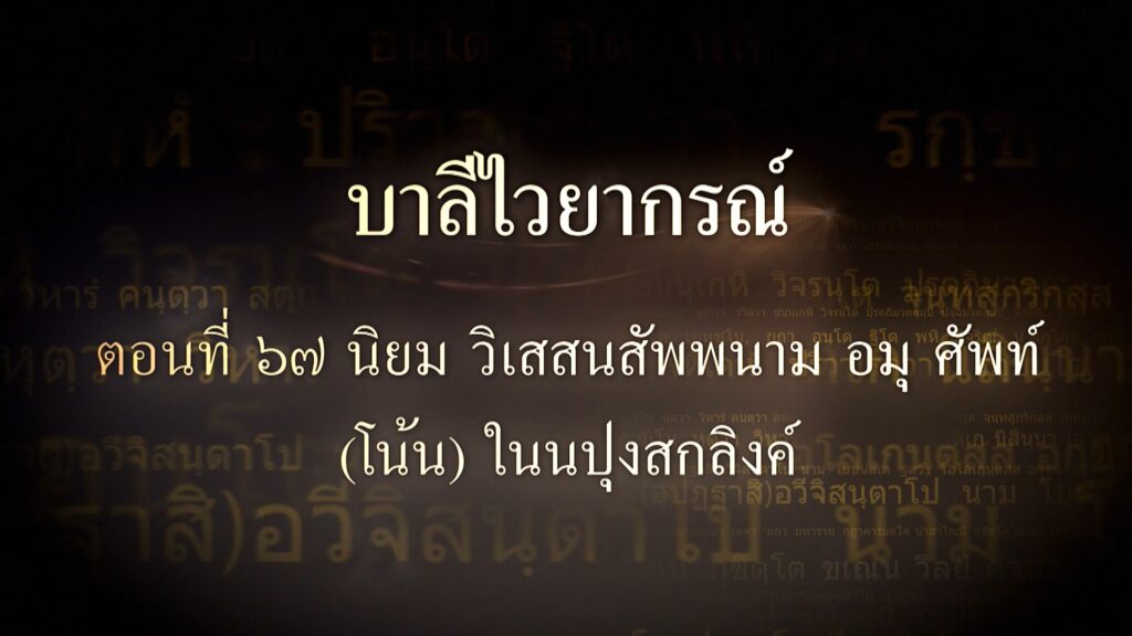 บาลีไวยากรณ์ ตอนที่ ๖๗ นิยม วิเสสนสัพพนาม อมุ ศัพท์ (โน้น) ในนปงสกลิงค์