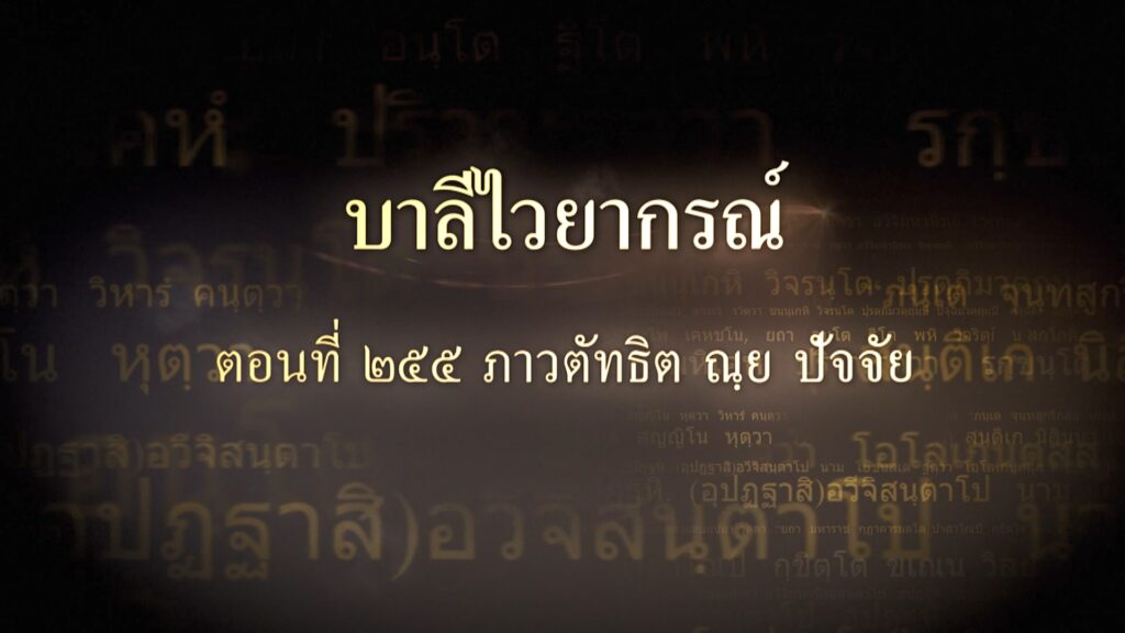 ตอนที่ ๒๕๕ ภาวตัทธิต ณฺย ปัจจัย